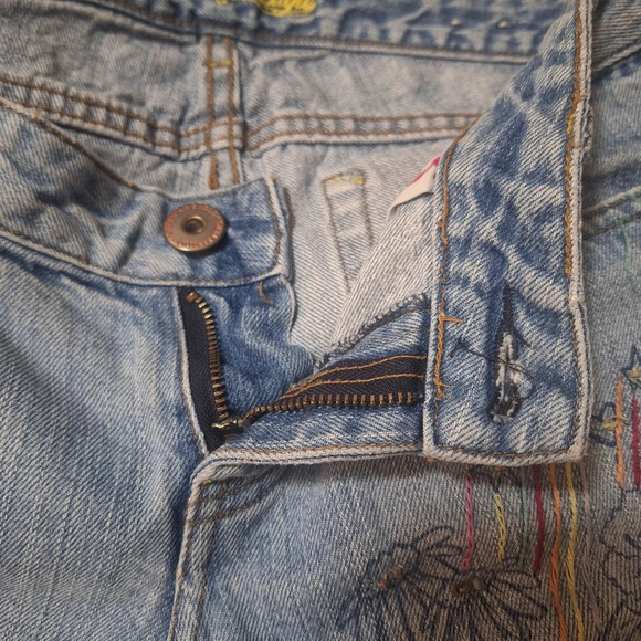 Vintage American Eagle micro zip floral Embroidered denim bermuda shorts SZ  2 - Picture 7 of 10